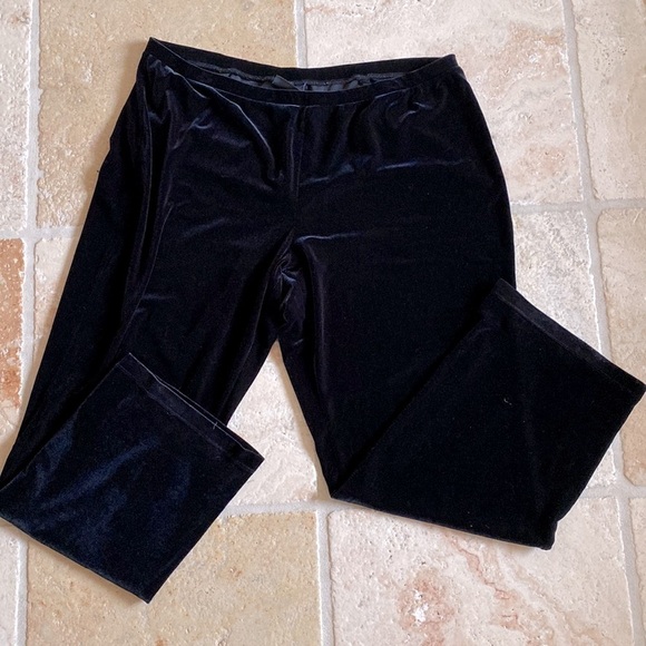 Lane Bryant Black Velvet Pants Womens 18/20 Festive Flowey Party Fairy Grunge - Picture 1 of 12